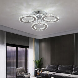 Kristall Deckenlampen LED Deckenleuchte Kronleuchter 3-Ringe Wohnzimmer Kaltweiß