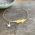Personalisiertes Gold Blitz Armband mit Stern Charm, Himmelsschmuck, 