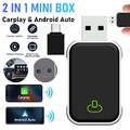 2 in 1 Wireless Apple Carplay Android Auto Adapter USB Car Dongle Connect Box