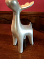 Hirsch Deko Tierfigur Elch Weihnachten modern Skulptur 30 cm stehend champagner