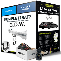 Anhängerkupplung abnehmbar für MERCEDES C-Klasse T-Modell (Kombi) +ESatz Set NEUExklusiv für unsere Kunden: Montage ab 449,- Euro