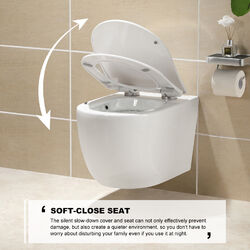 HOROW Wand-WC Set Toilette spülrandlos Weiß Hänge-WC WC-Sitz Absenkautomatik Neu