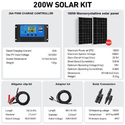 Mono Solarpanel Starr Solarmodul 200 Watt 12Volt PV Solaranlage Solar panel⭐200W = 100W X 2Pcs