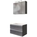 Waschtischunterschrank mit 80cm Waschbecken in Eiche grau Badezimmer Gäste WC