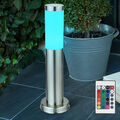 Design LED Außen Steh Stand Lampe Leuchte RGB FERNBEDIENUNG Edelstahl Garten Hof