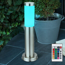 Design LED Außen Steh Stand Lampe Leuchte RGB FERNBEDIENUNG Edelstahl Garten Hof