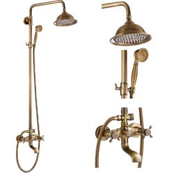 Duscharmatur Duschset Regendusche mit Brause Duschsystem Antik Retro Nostalgie