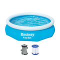 Aufstellpool robuster Swimmingpool mit Filterpumpe Garten rund Blau Ø305x76cm