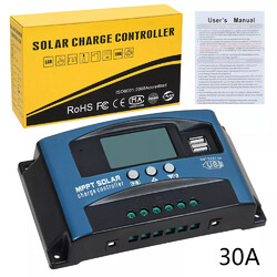 30A/100A 12V-24V Digital MPPT Solar Ladegerät Controller Panel Regler Daul USB