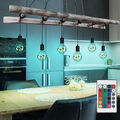 RGB LED Decken Hänge Lampe FERNBEDIENUNG Vintage Holz Pendel Leuchte dimmbar