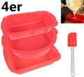 4er Set Silikon Backformen Rot Kastenform Kuchenform Tortenform Brotform Kuchen