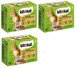 KITEKAT Portionsbeutel Markt-Mix in Gelee 3x 12x85g Katzenfutter Nassfutter