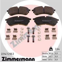 1x ORIGINAL® Zimmermann 22147.210.2 Bremsbelagsatz, Scheibenbremse Vorne, exkl.