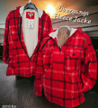 Holzfäller Fleece Jacke Plüschfellfutter Karo Kariert gefüttert Gr.L Rot J0010
