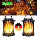 2er Solarleuchte LED Solar Garten Flammen Fackeln Beleuchtung Außen Solarlampe