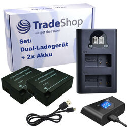 3in1 Set: Dual LCD LADEGERÄT USB + 2x AKKU für Panasonic Lumix DMC-GH2KGK GH2KK