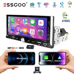 6,86" DAB+ 4+64G Autoradio 1DIN Android 14 Carplay GPS RDS NAVI WiFi BT SWC +KAM