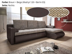 Ecksofa Santi - Polsterecke, Schlafsofa mit Schlaffunktion, Couchgarnitur, Sofa