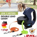 Dual Automatik Hundeleine Flexi Rollleine Gurtleine Doppelleine für 2 Hunde DHL