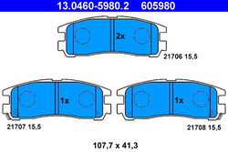 ATE Bremsbelagsatz Scheibenbremse 13.0460-5980.2 für MITSUBISHI SPACE PAJERO 8 7