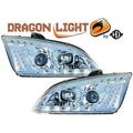 Design Scheinwerfer Set klarglas/chrom Led für Ford Focus 04-08 STANDLICHTLEIST