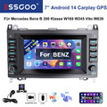 7" Autoradio CarPlay Android 14 GPS Für Mercedes Benz A/B Klasse Viano Vito W639