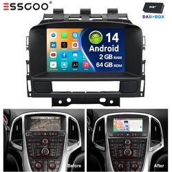 DAB+ 2+64GB Carplay Android 14 Autoradio Für Opel Astra J 2010-2014 GPS Navi SWC