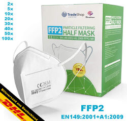 FFP2 Maske Atemschutz Mundschutz EN149:2001 mit integrierter Nasenklammer✔️ DEUTSCHER HÄNDLER ✔️ SOFORT LIEFERBAR ✔️HOHER SCHUTZ