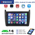 2+64Gb Android 14 Autoradio Apple Carplay GPS Navi für VW Polo 6R 6C V 2011-2018