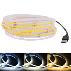 DC 5V USB COB LED Stripe Streifen Band Leiste Licht Leuchte Lichterkette 1m-5m