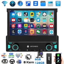 1 DIN Autoradio 7 Zoll Apple Carplay Android 14 Auto 6+128G USB AUX +DAB 4G WIFI