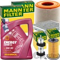 MANN INSPEKTIONSPAKET+5L MANNOL NRG 5W-30 ÖL passend für AUDI A6 C7 TDI 190 PS
