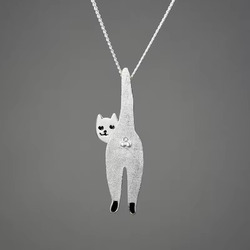 Silberner Katzen-Anhänger orginelles Schmuchstück mit einzigartigem Design kette