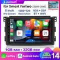 9" Android 14 Autoradio Carplay GPS Navi RDS WIFI Für Smart Fortwo 451 2005-2010