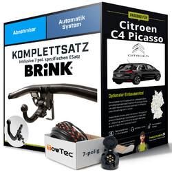 Für CITROEN C4 Picasso I Typ UD Anhängerkupplung abnehmbar +eSatz 7pol 06-15 AHKJetzt 50€* sparen mit Code: PKW25