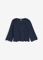 Neu Sommer-Pullover mit Ajourmuster 3/4 Arm Gr. 44/46 Dunkelblau Damenpullover