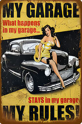 Retro Blechschild MY GARAGE MY RULES 30 x 20 cm Metallschild Vintage (2799)