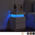 1/2er Set Nachttisch mit LED Beleuchtet Beistelltisch Nachtschrank Nachtkommode