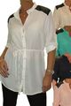 Damen Smart Langarm Knopfleiste Tunika Bluse fein weiches Gefühl Shirt Top 8-16