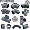 PVC Klebe Fittings Rohr Muffe Kappe Winkel 45° 90° T-Stück Kreuz Bogen 40 mm