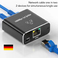 LAN Splitter 1 auf 2 Gigabit Ethernet Switch 2-Port Netzwerk Kabel Verteiler DHL