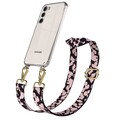 Silikon Handyhülle mit Band für Samsung Galaxy S23 Plus Kette Camo Rosa - Gold