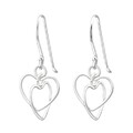 1 Paar Ohrringe Ohrhaken Ohrhänger 925 Sterling Silber mit Doppelherz