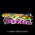 925 Sterling Silber Ring Oval Feuer Opal Rhodolith Edelstein Schmuck Größe 9