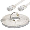 20m Meter Flachkabel Cat 5e weiß Netzwerkkabel LAN Patch Vergoldete Kontakte HQ