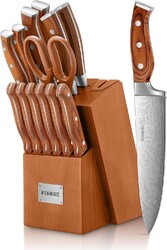 FOHERE Messerblock Set 14 teilig Messerset mit Block und Integriertem Schärfer