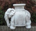 Steinfiguren, Elefant, Sockel, Steinguss, 44 cm Skulpturen, Gartendekoration