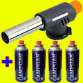 Lötbrenner + 4 Gaskartuschen 227g Gasbrenner Bunsenbrenner Lötlampe Set Butangas