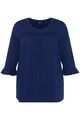 Ulla Popken Damen große Größen Shirt Zierstreifen Rundhals 3 4 Volantarm 812763