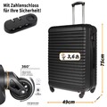 XL Koffer Reisekoffer Travel Hartschalenkoffer Reisen Schwarz 49x75x32cm 100 L